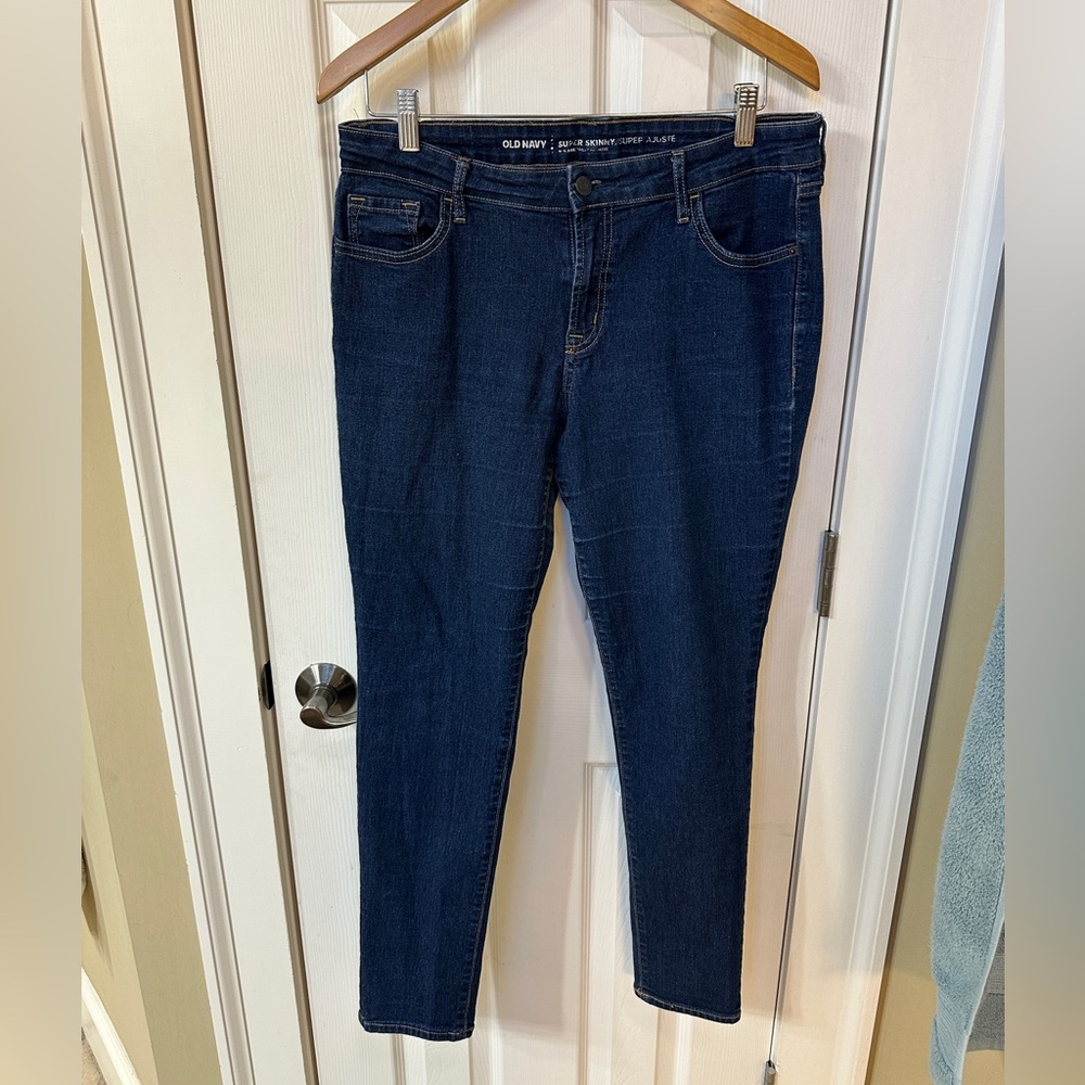 Old Navy super skinny mid rise blue jeans size 14 Classic Styling